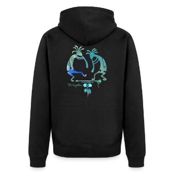Native Americans Kokopelli Musicans - together 2 - Unisex Premium Bio Zip Hoodie - Schwarz - Hinten - Nico (187cm)