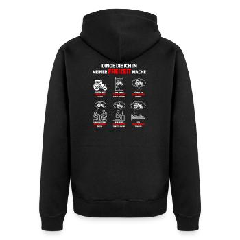 Dinge die ich in meiner Freizeit mache Traktoren - Unisex Premium Bio Zip Hoodie - Schwarz - Hinten - Nico (187cm)