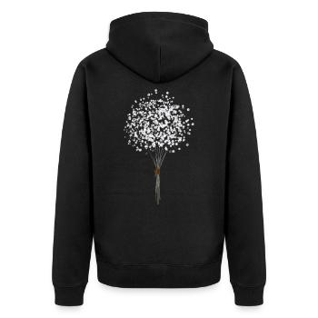 Blume Pusteblume - Unisex Premium Bio Zip Hoodie - Schwarz - Hinten - Nico (187cm)