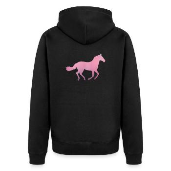Cheval rose en course Amateurs de chevaux - Veste à capuche bio Premium Unisexe - noir - Dos - Nico (187cm)