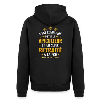 Retraité apiculteur cadeau drôle fête des pères - Veste à capuche bio Premium Unisexe - noir - Dos - Nico (187cm)