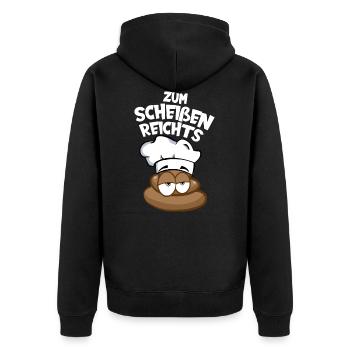 KOCH KOCHEN ZUM SCHEISSEN REICHTS HOBBYKOCH - Unisex Premium Bio Zip Hoodie - Schwarz - Hinten - Nico (187cm)