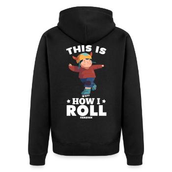 Kind fährt Inline Skates - Unisex Premium Bio Zip Hoodie - Schwarz - Hinten - Nico (187cm)