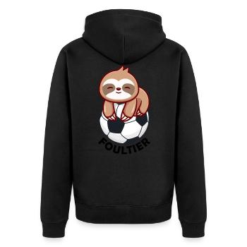 Foul Animal Sweet Football Sloth Sport Child - Unisex Premium Organic Zip Hoodie - black - Back - Nico (187cm)