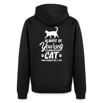 Is a Cat - Unisex Premium Organic Zip Hoodie - black - Back - Nico (187cm)