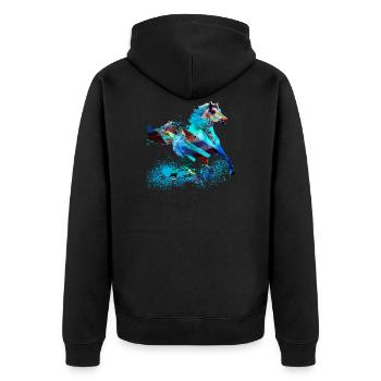 cheval, art, peinture, coloré, chevaux, graffiti - Veste à capuche bio Premium Unisexe - noir - Dos - Nico (187cm)