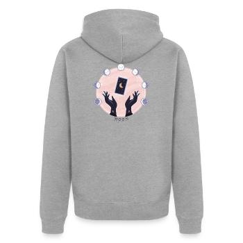 Lunar Magic Tarot Karte - Unisex Premium Bio Zip Hoodie - Grau meliert - Hinten - Nico (187cm)