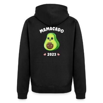 Mamacado 2023 Avocado Pregnancy Pregnant - Unisex Premium Organic Zip Hoodie - black - Back - Nico (187cm)