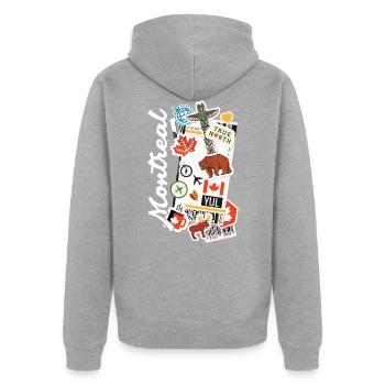 Montreal Canada True North - Unisex Premium Organic Zip Hoodie - heather grey - Back - Nico (187cm)