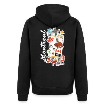 Montreal Canada True North - Unisex Premium Organic Zip Hoodie - black - Back - Nico (187cm)