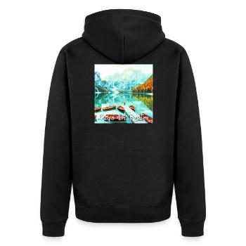 Lago di braies,Lake Braies,Lake Braies,Lake,Landscape,Mountain - Unisex Premium Organic Zip Hoodie - black - Back - Nico (187cm)