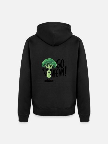 Cool Broccoli In Sunglasses - Unisex Premium Organic Zip Hoodie - black