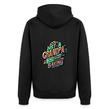Grandpa is a baker, our grandpa likes to bake - Unisex Premium Organic Zip Hoodie - black - Back - Nico (187cm)