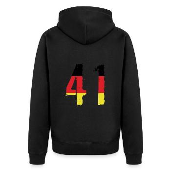 Maillot 41 Numéro Allemagne - Veste à capuche bio Premium Unisexe - noir - Dos - Nico (187cm)