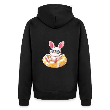 Hase Sommer Comic - Unisex Premium Bio Zip Hoodie - Schwarz - Hinten - Nico (187cm)