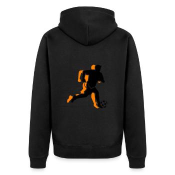 Fussballer Symbol Fussball Spieler Mann - Unisex Premium Bio Zip Hoodie - Schwarz - Hinten - Nico (187cm)