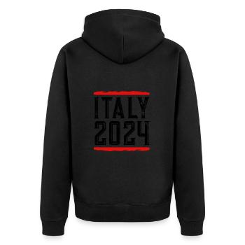 Italien 2024 - Unisex Premium Bio Zip Hoodie - Schwarz - Hinten - Nico (187cm)