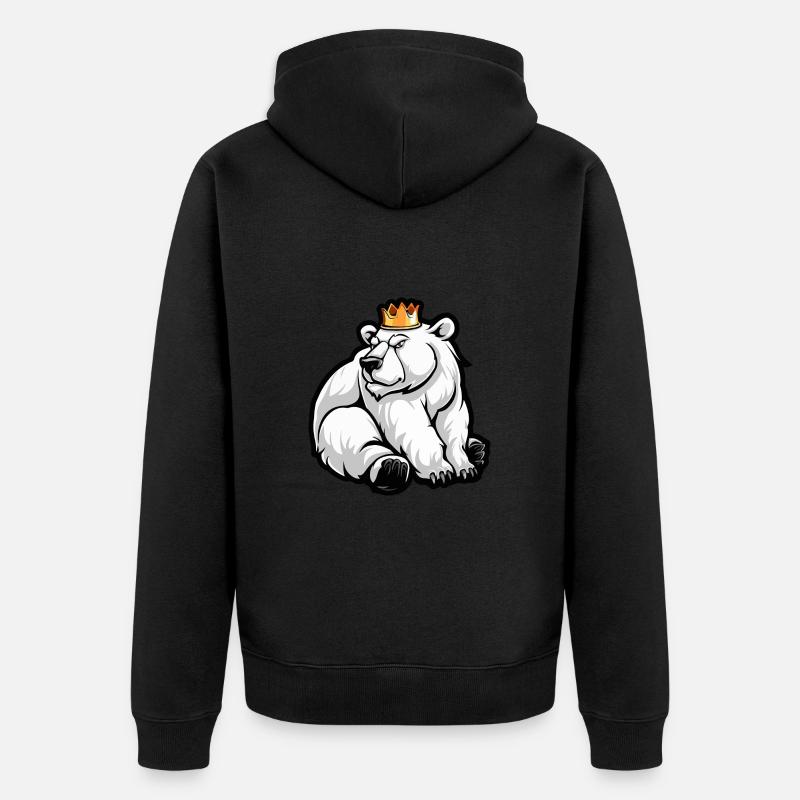 Polar Bear Comic Crown - Unisex Premium Organic Zip Hoodie - black
