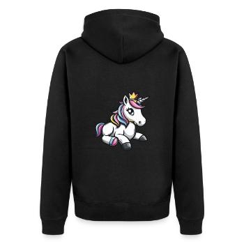 Couronne de bande dessinée Licorne - Veste à capuche bio Premium Unisexe - noir - Dos - Nico (187cm)