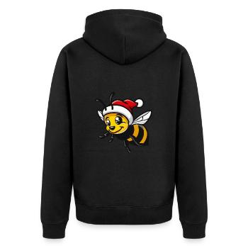 Biene Weihnachten - Unisex Premium Bio Zip Hoodie - Schwarz - Hinten - Nico (187cm)