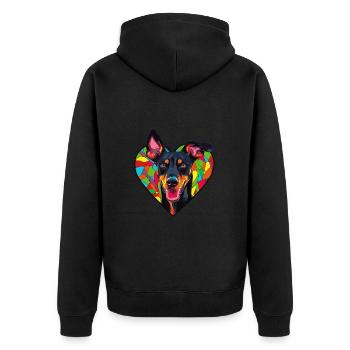 Doberman Dog Heart Love - Unisex Premium Organic Zip Hoodie - black - Back - Nico (187cm)