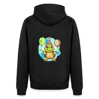 Bande dessinée d’anniversaire de tortue - Veste à capuche bio Premium Unisexe - noir - Dos - Nico (187cm)