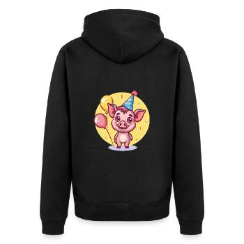 Cochon Anniversaire Bande Dessinée Sanglier - Veste à capuche bio Premium Unisexe - noir - Dos - Nico (187cm)