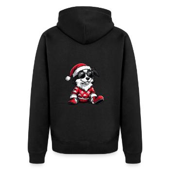 Border Collie Chien Noël Noël moche - Veste à capuche bio Premium Unisexe - noir - Dos - Nico (187cm)