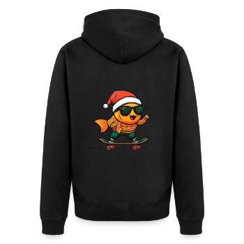 Poisson rouge Noël drôle - Veste à capuche bio Premium Unisexe - noir - Dos - Nico (187cm)