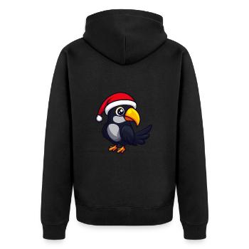 Tukan Vogel Weihnachten Niedlich - Unisex Premium Bio Zip Hoodie - Schwarz - Hinten - Nico (187cm)