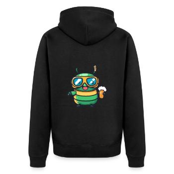 Wurm Ski Bier - Unisex Premium Bio Zip Hoodie - Schwarz - Hinten - Nico (187cm)