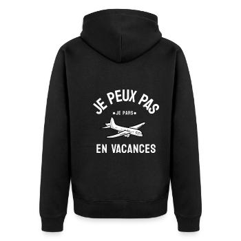 Je peux pas je pars en vacances. - Veste à capuche bio Premium Unisexe - noir - Dos - Nico (187cm)