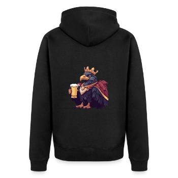Adler Vogel Bier Lustig - Unisex Premium Bio Zip Hoodie - Schwarz - Hinten - Nico (187cm)