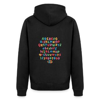 Play-Doh Alphabet Buchstaben Und Zahlen Aus Knete - Unisex Premium Bio Zip Hoodie - Schwarz - Hinten - Nico (187cm)