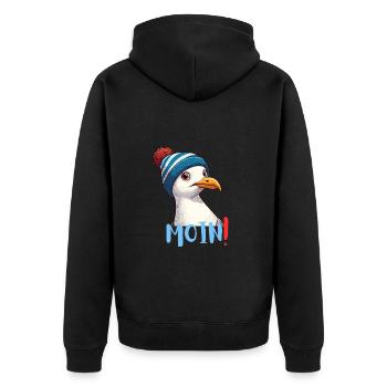 Hambourg Moin Mer du Nord Allemagne Nord Drôle Mouette - Veste à capuche bio Premium Unisexe - noir - Dos - Nico (187cm)