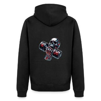 Crâne de musculation No Limit Workout avec haltère - Veste à capuche bio Premium Unisexe - noir - Dos - Nico (187cm)