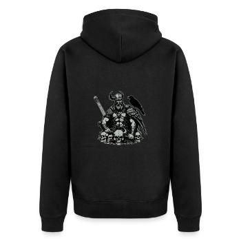 Viking avec épée et corbeau sur le crâne - Veste à capuche bio Premium Unisexe - noir - Dos - Nico (187cm)