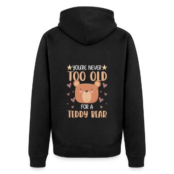 Teddy Child Protector - Unisex Premium Organic Zip Hoodie - black - Back - Nico (187cm)