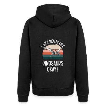 Dino Triceratops Rex Raptor - Unisex Premium Bio Zip Hoodie - Schwarz - Hinten - Nico (187cm)