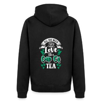 Tea Drinkers Cozy Tea Lovers Teas - Unisex Premium Organic Zip Hoodie - black - Back - Nico (187cm)