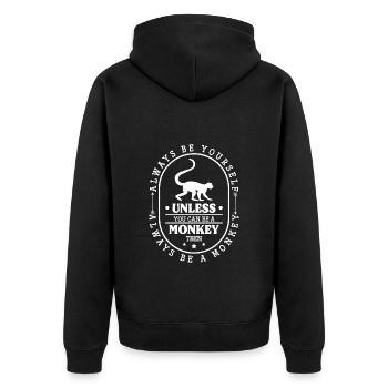 Affen Bunt Kinder - Unisex Premium Bio Zip Hoodie - Schwarz - Hinten - Nico (187cm)