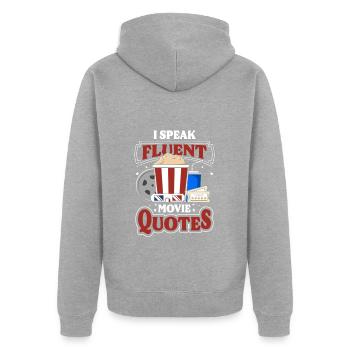 Écran cinéphile Personnel Hollywood - Veste à capuche bio Premium Unisexe - gris chiné - Dos - Nico (187cm)