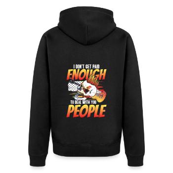 Sarkasmus Humor Misanthrop Ironie - Unisex Premium Bio Zip Hoodie - Schwarz - Hinten - Nico (187cm)