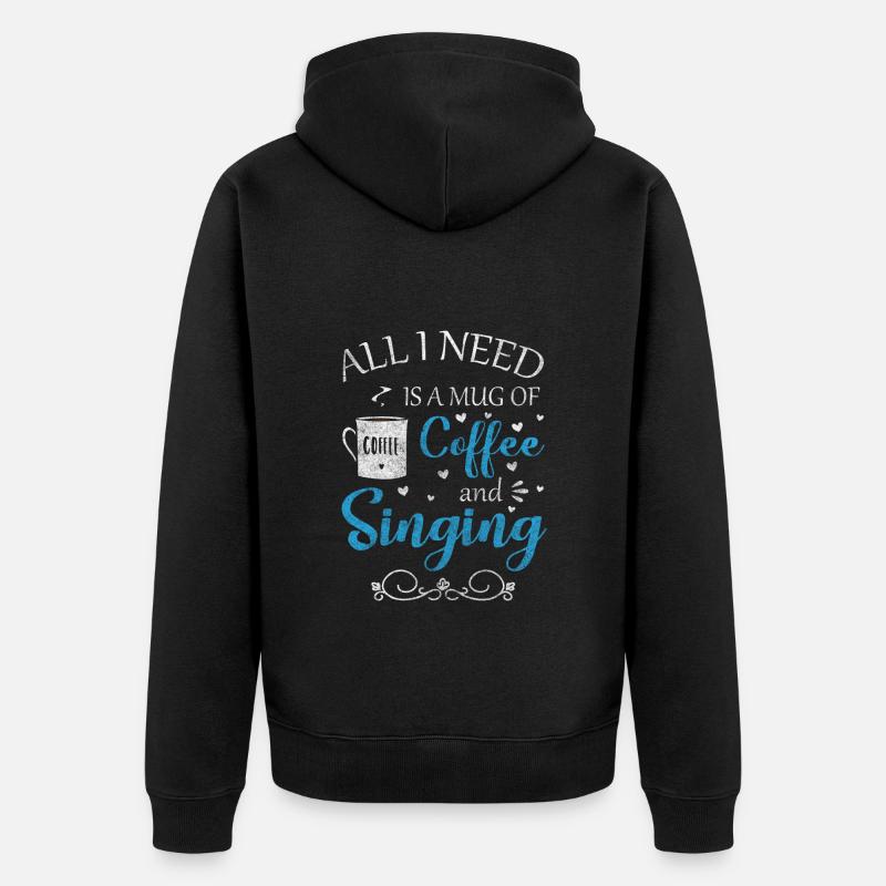 Musique, Mélodie, Voix, Microphone - Veste à capuche bio Premium Unisexe - noir