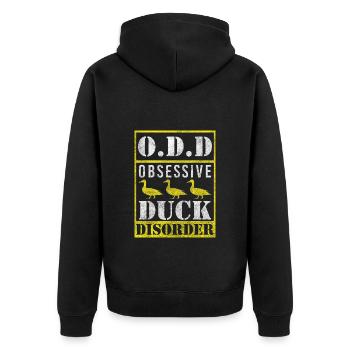 Entchen Badeente Erpel Wasservogel - Unisex Premium Bio Zip Hoodie - Schwarz - Hinten - Nico (187cm)