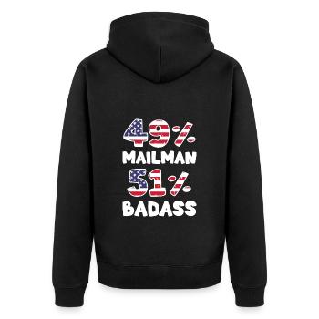 Post Briefzusteller Pakete - Unisex Premium Bio Zip Hoodie - Schwarz - Hinten - Nico (187cm)