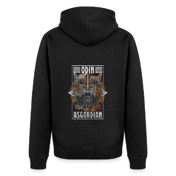 Odin Valhalla Thunder German - Unisex Premium Organic Zip Hoodie - black - Back - Nico (187cm)