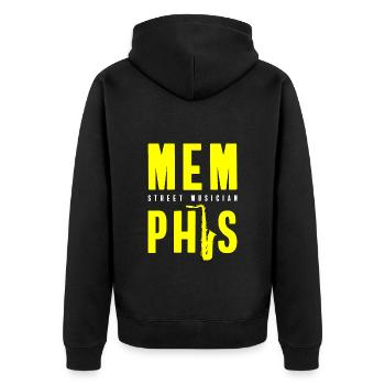 Musiker Künstler Lifestyle Entertainer - Unisex Premium Bio Zip Hoodie - Schwarz - Hinten - Nico (187cm)