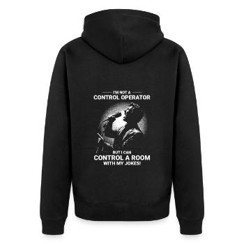 Amateurfunker Stand-up-Comedy-Kontrollraum - Unisex Premium Bio Zip Hoodie - Schwarz - Hinten - Nico (187cm)