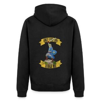 Ritter Drache Rüstung Krieger - Unisex Premium Bio Zip Hoodie - Schwarz - Hinten - Nico (187cm)